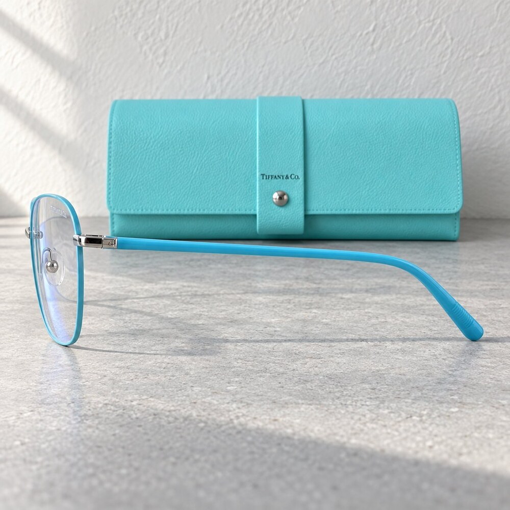 Tiffany Blue Square Optical Frames - Picture 3 of 6